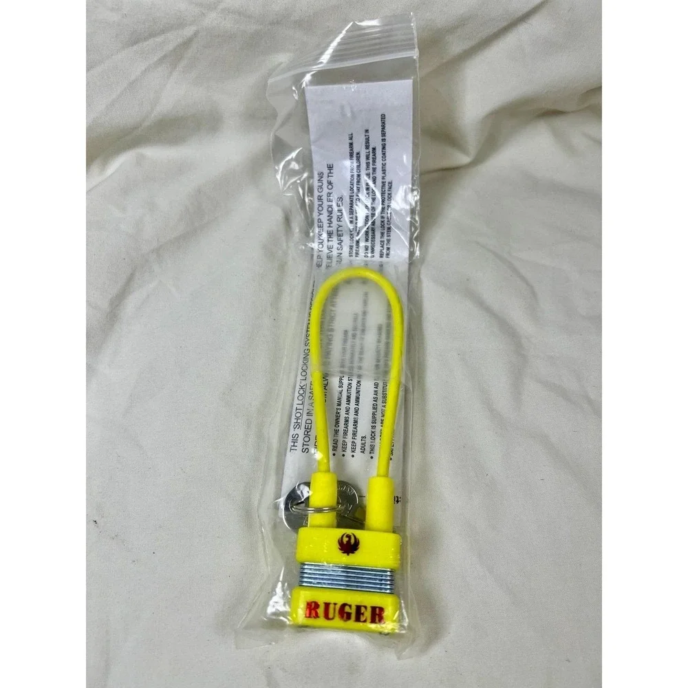 Ruger Shotlock Firearm Safety Cable Lock Unisex OS Yellow New Keyed Security